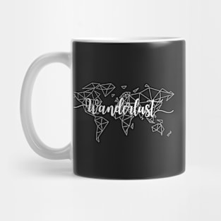 Wanderlust, white geometric world map Mug